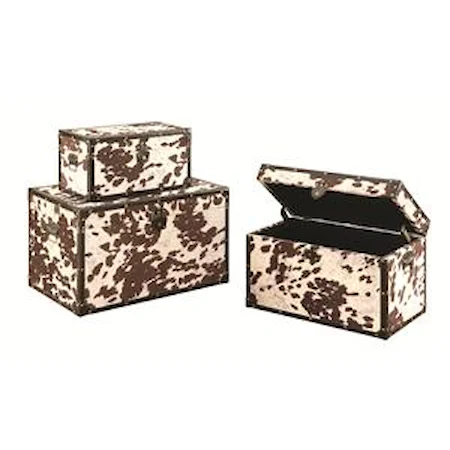 3PC Cowhide Storage Trunk Set